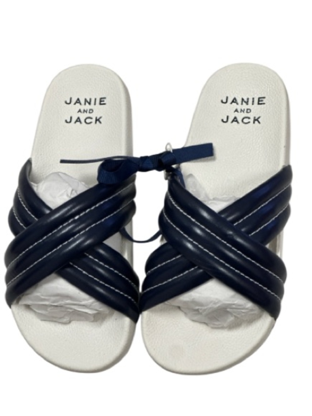 Janie and Jack Navy Strap Pool Slides NWT Size 10